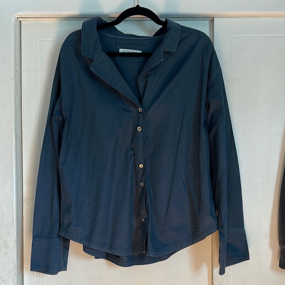 Free People Blue Button-Up Top